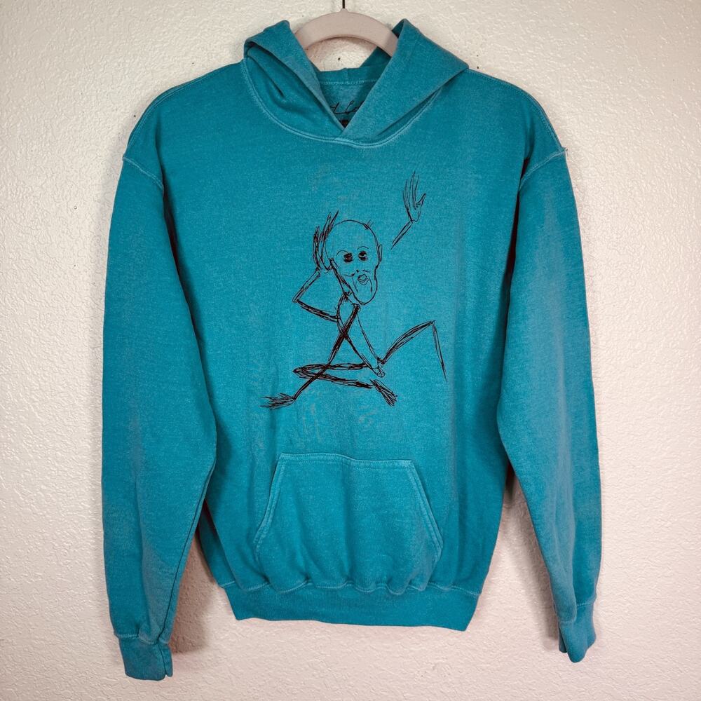 Kurt Cobain Hoodie XS Stick Figure Art Signature Series Sweater Sweatshirt Blue